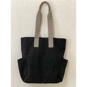 Universal Threaded Boxy Pocketed Recyled Nylon Black Tote Bag